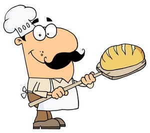 acclaim clipart: a baker with a loaf of bread