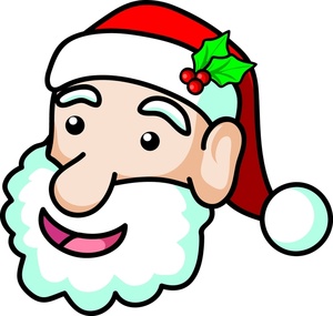 acclaim clipart: a cartoon saint nicholas wearing holly leaves in his christmas hat