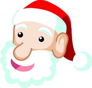 a happy cartoon santa claus wearing a red winter hat