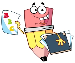 acclaim clipart: a pencil holding a folder and a report card