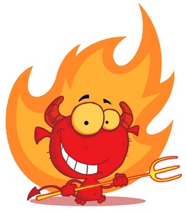 acclaim clipart: a valentines devil smiling and holding a pitchfork