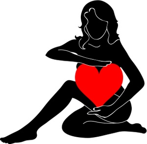 acclaim clipart: alluring sexy girl or woman covering her nudity with a heart  tempting  teasing  sexual