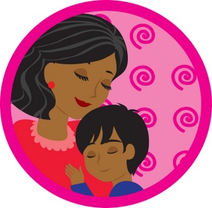acclaim clipart: beautiful mother embracing and hugging her child a son