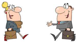 acclaim clipart: business people a man and woman greeting each other