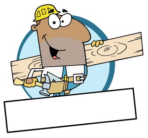 carpenter at work with hammer and lumber