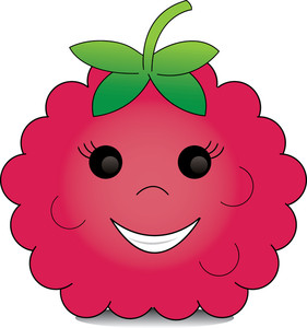 Smiling Clipart Image: Cartoon Raspberry Clipart with a Smiling Face