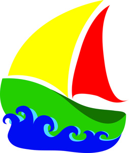 cartoon sailboat sailing through the waves