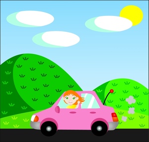 acclaim clipart: caucasian girl driving her car