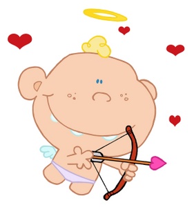 acclaim clipart: cherub cupid with his bow and arrow of love