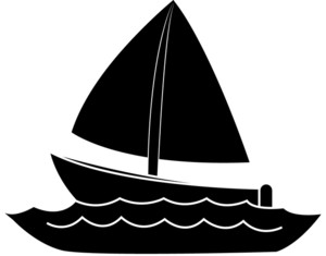 clip art silhouette of a sail boat floating on the ocean