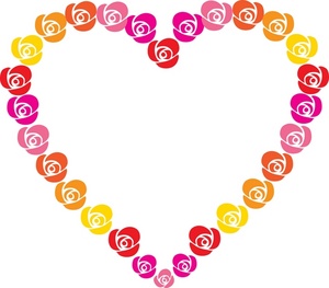 acclaim clipart: colorful roses forming the shape of a heart on a white background
