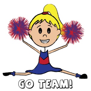 acclaim clipart: cute blonde cheerleader girl cheering for the team