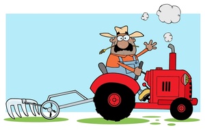 acclaim clipart: farmer on tractor plowing the fields
