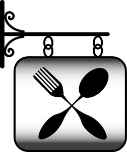 generic sign for a restaurant with a spoon and fork crossed to suggest a dining establishment