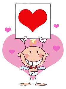 acclaim clipart: grinning cupid holding a hed heart valentine