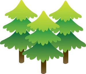 Pine Trees Clipart Image: Clipart Image of Three Pine Trees