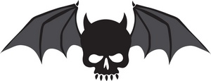 acclaim clipart: halloween cartoon bat with a skull for a head