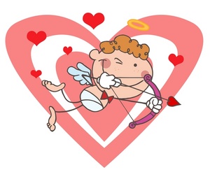 acclaim clipart: hearts behind cupid shooting his arrow