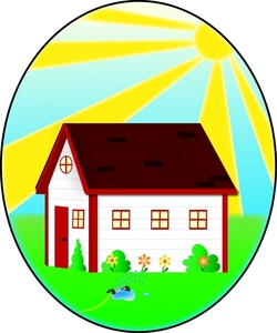 acclaim clipart: house in summer with a sprinkler