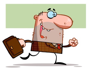 acclaim clipart: office worker on his way to work