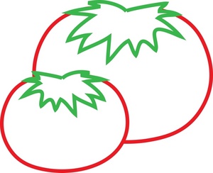 acclaim clipart: outline drawing of two red ripe tomatoes