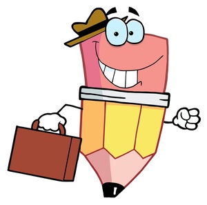 acclaim clipart: pencil character businessman with briefcase
