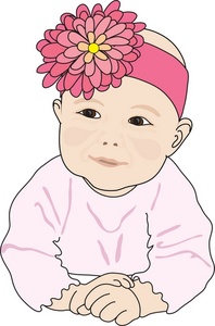 acclaim clipart: pretty baby girl with a flower head band
