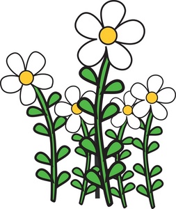 acclaim clipart: pretty daisies growing in a flower garden
