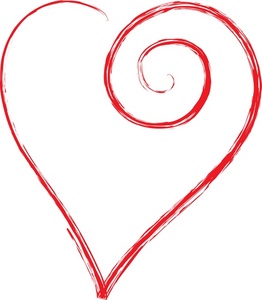acclaim clipart: pretty red scrolled heart graphic
