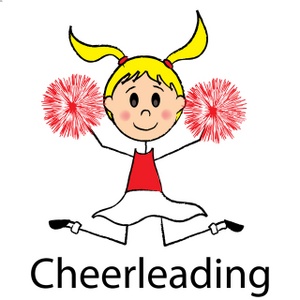 acclaim clipart: pretty young cheerleader girl with pom poms and short skirt cheering on the teamgo team