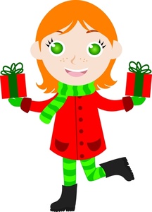 acclaim clipart: rich girl getting or giving christmas presents