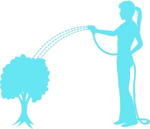 acclaim clipart: silhouette of a woman watering a bush