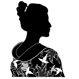 acclaim clipart: silhouette of a young japanese woman