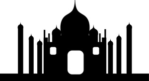 acclaim clipart: the taj mahal or a similar palace in india in silhouette